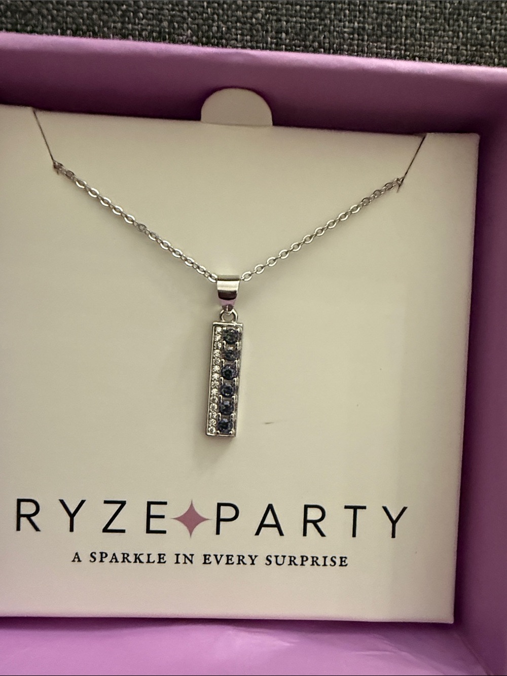 Ryze Party Silver Bar Pendant Necklace .925 sterling silver